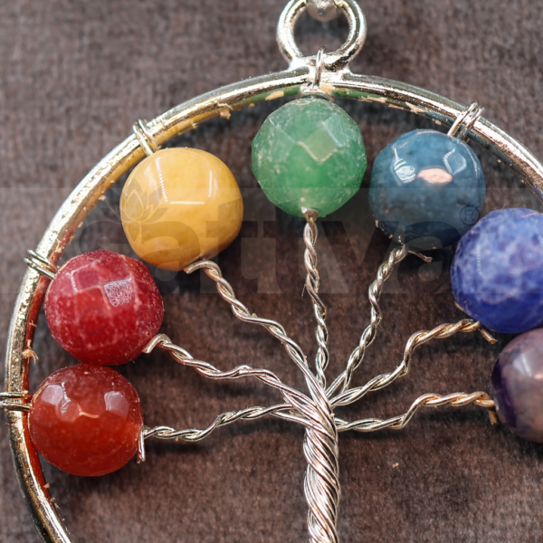 7-Chakra D-Cut Tree Ring Pendant (Only Pendant Included) - Image 3