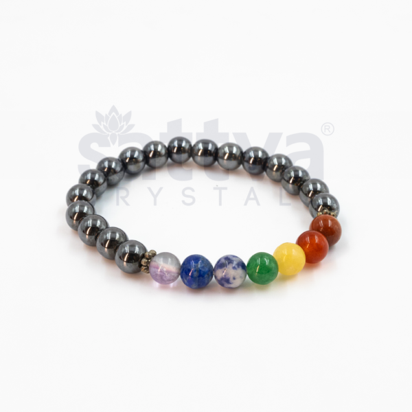 7-Chakra Hematite appx.8mm Bracelet