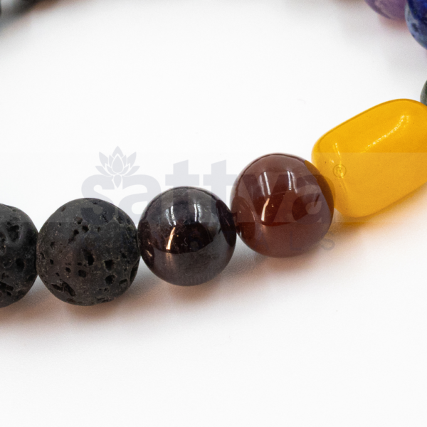 7-Chakra Lava with Citrine Barrel beads appx.8mm Bracelet - Image 3