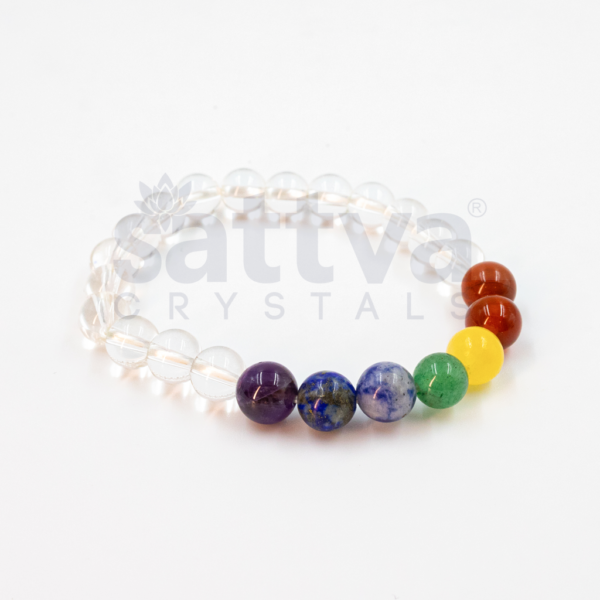 7-Chakra Plain QUARTZ appx.8mm Bracelet