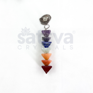 7-Chakra Pyramid Dowser + White Metal Chain String