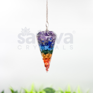 7-Chakra Resin Dowser + White Metal Chain String