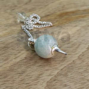 Amazonite Ball with Metal-Tip Dowser + White Metal Chain String