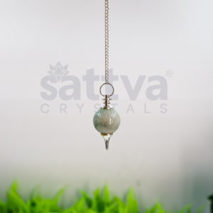 Amazonite Ball with Metal-Tip Dowser + White Metal Chain String