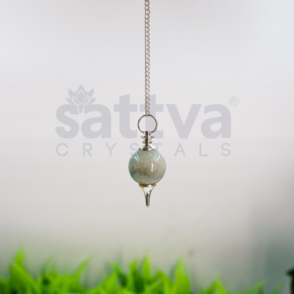 Amazonite Ball with Metal-Tip Dowser + White Metal Chain String - Image 2