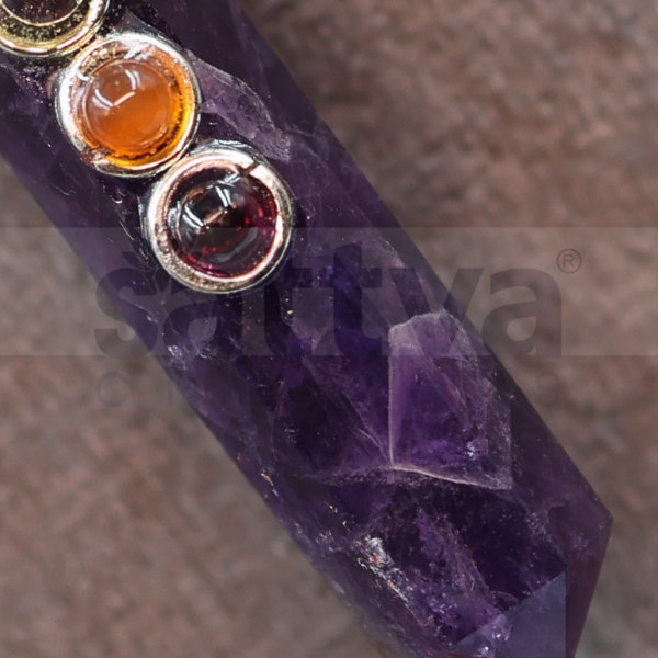 Amethyst 7-Chakra Dot Pencil Shape Pendant (Only Pendant Included) - Image 3