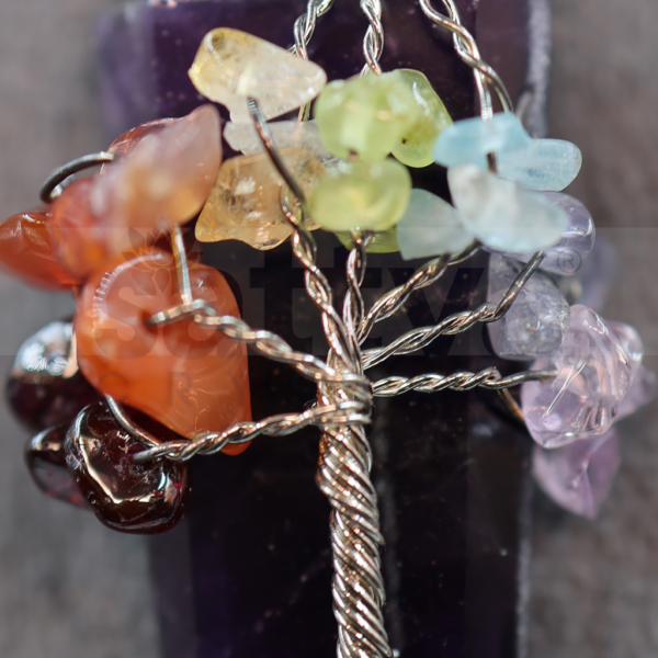 Amethyst 7-Chakra Chip Tree Pencil Pendant (Only Pendant Included) - Image 3