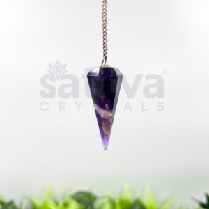 Amethyst Pointer Dowser + White Metal Chain String