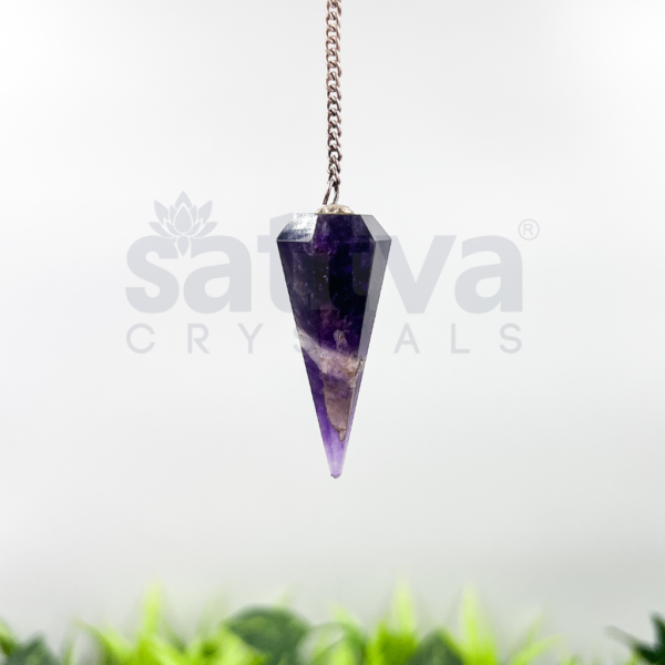 Amethyst Pointer Dowser + White Metal Chain String - Image 2