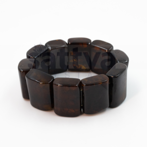 Blk.Amber-Rectangular-Cut Brick Band Bracelet