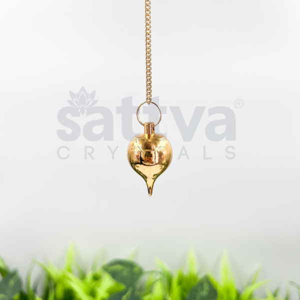 Brass Tear-Drop Dowser + Golden Metal Chain String - Image 2