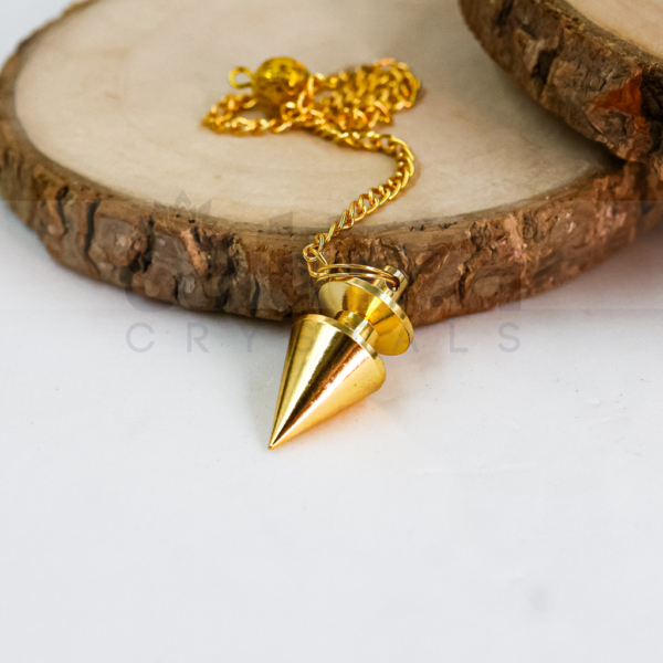 Brass Cone Dowser + Golden Metal Chain String