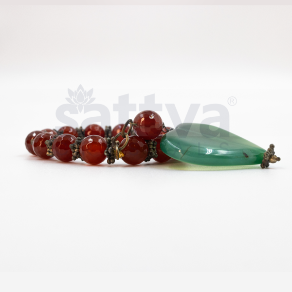 Carnelian(D-Cut)+Aventurine(Heart)-Metal Deco Beads Bracelet - Image 2