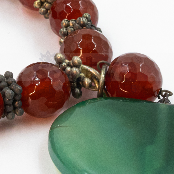 Carnelian(D-Cut)+Aventurine(Heart)-Metal Deco Beads Bracelet - Image 3