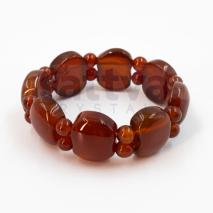 Carnelian(SARD)-Apple+Round beads Band Bracelet
