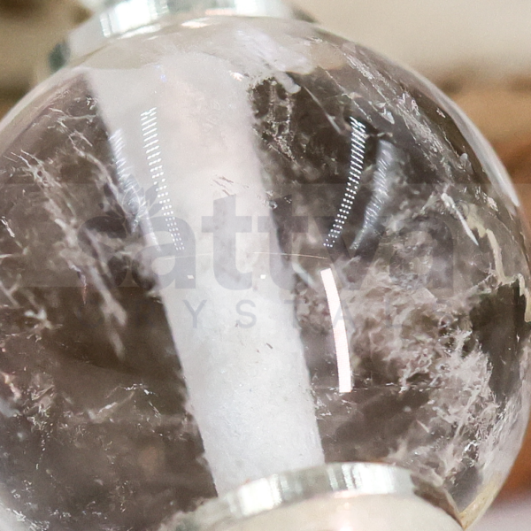 Clear-Quartz Ball with Metal-Tip Dowser + White Metal Chain String - Image 3
