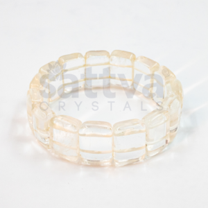 Clear Quartz–Rectangular-Cut Brick Bead Band Bracelet