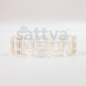Clear Quartz–Rectangular-Cut Brick Bead Band Bracelet