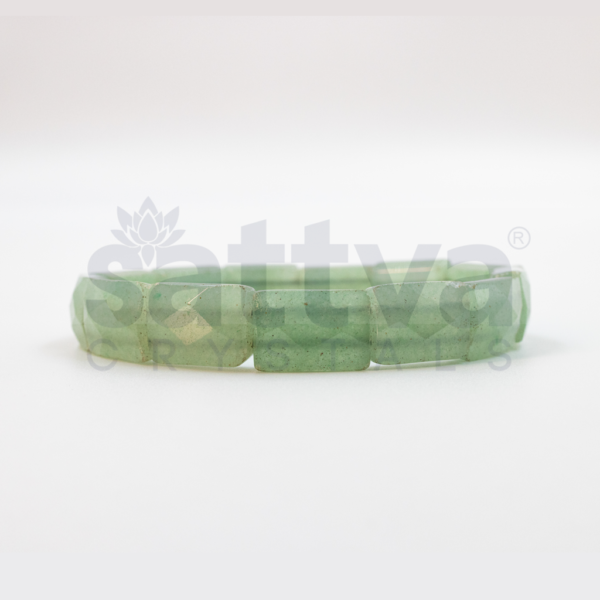 Green Aventurine Flat Rectangle D-Cut Bracelet - Image 2