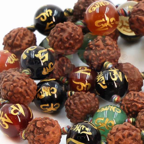 Rudraksh with Tibetan Beads appx.10mm MALA - Image 3