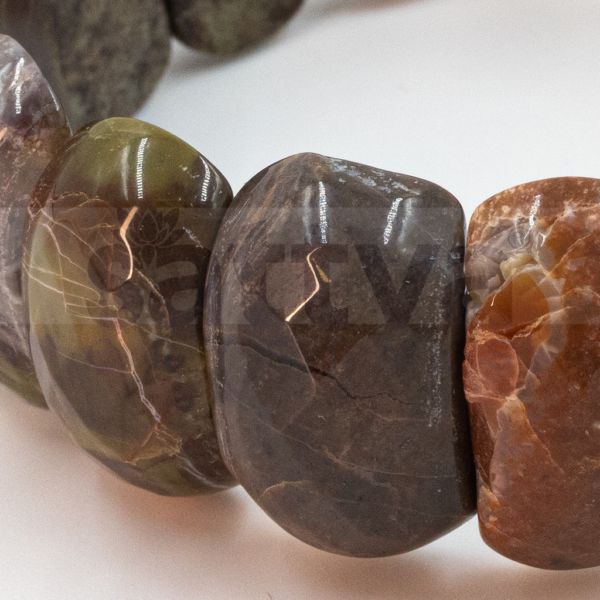 Picasso Jasper--Half-Cylindrical D-Cut Band Bracelet - Image 3