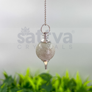 Light Grey-Agate Ball with Metal-Tip Dowser + White Metal Chain String