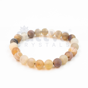 Matte-Flower Agate appx.-8mm PLAIN Bracelet