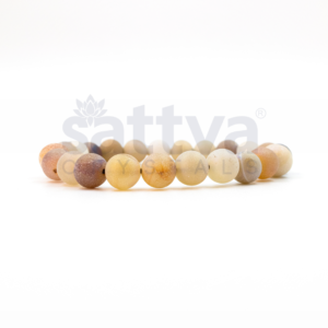 Matte-Flower Agate appx.-8mm PLAIN Bracelet