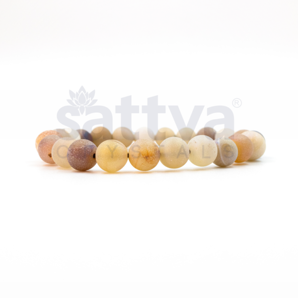 Matte-Flower Agate appx.-8mm PLAIN Bracelet - Image 2