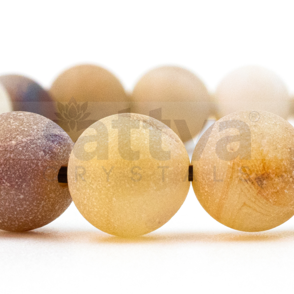 Matte-Flower Agate appx.-8mm PLAIN Bracelet - Image 3