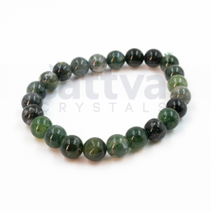 Moss Agate appx.-8mm PLAIN Bracelet