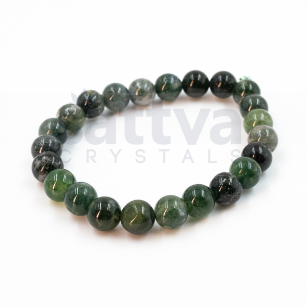 Moss Agate appx.-8mm PLAIN Bracelet