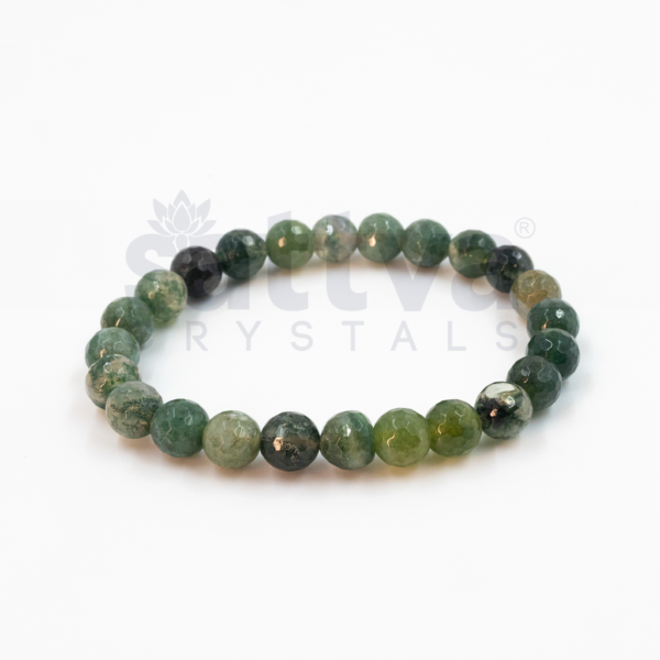 Moss Agate appx.-8mm D-Cut Bracelet