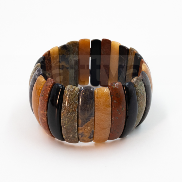 Multi JASPER Long Half-Cylindrical Cut Band Bracelet
