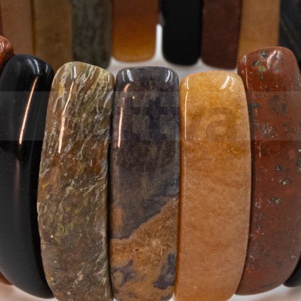 Multi JASPER Long Half-Cylindrical Cut Band Bracelet - Image 3