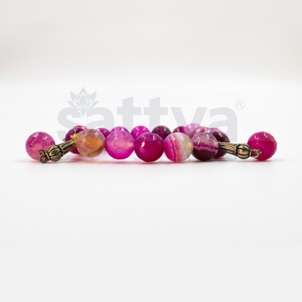 Pink Lace Agate(D-Cut)-Metal Deco Beads Bracelet - Image 2
