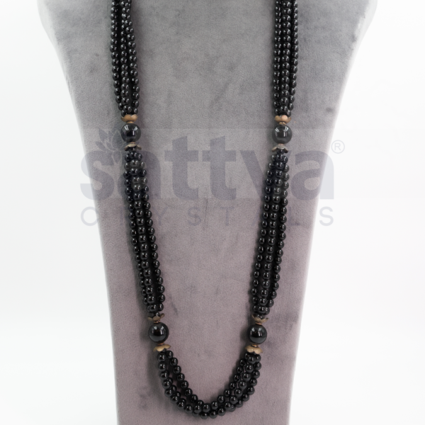 Black Obsidian 3 Layered Plain appx.6mm-appx.14mm Fancy Metal Deco MALA - Image 2