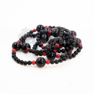 Black Obsidian & Red Jasper Plain appx.6mm-appx.14mm Fancy MALA