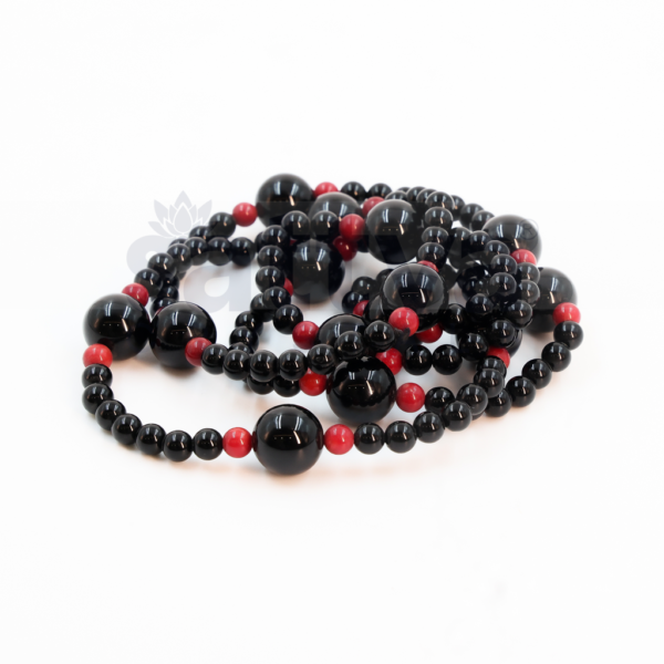 Black Obsidian & Red Jasper Plain appx.6mm-appx.14mm Fancy MALA