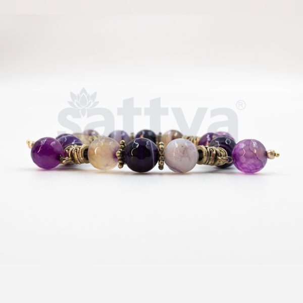 Purple Lace Agate(D-Cut)-Metal Deco Beads Bracelet - Image 2