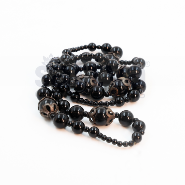 Black Obsidian Plain appx.4mm-appx.14mm Fancy Metal Deco MALA