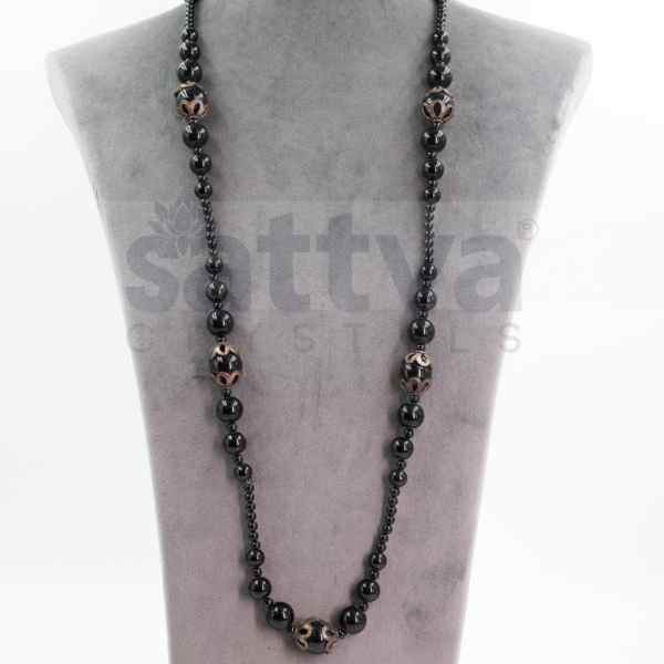 Black Obsidian Plain appx.4mm-appx.14mm Fancy Metal Deco MALA - Image 2