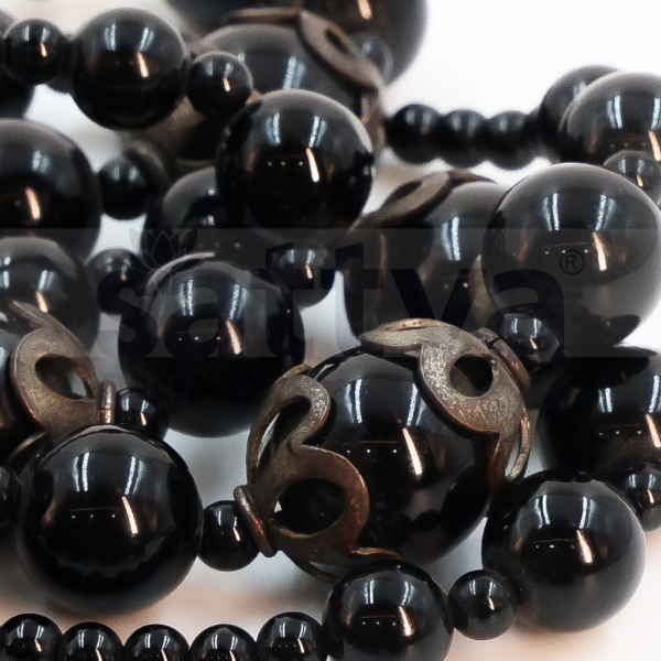 Black Obsidian Plain appx.4mm-appx.14mm Fancy Metal Deco MALA - Image 3