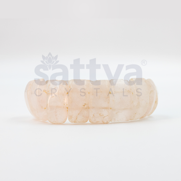 Rose Quartz Half-Cylindrical Cut Band Bracelet - Image 2