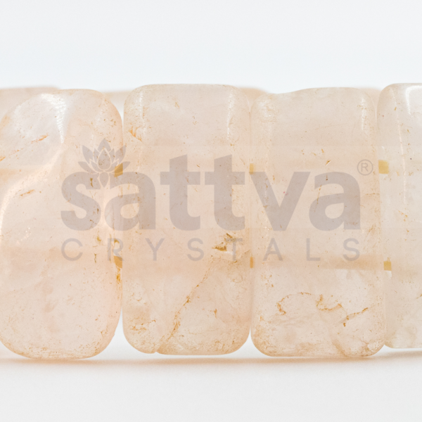 Rose Quartz Half-Cylindrical Cut Band Bracelet - Image 3
