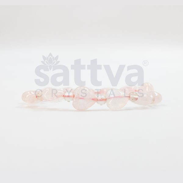 Rose Quartz Heart+Round Bead Bracelet - Image 2