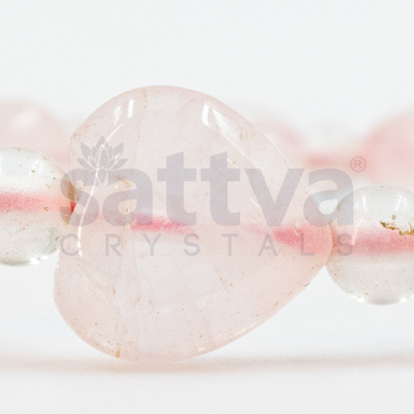 Rose Quartz Heart+Round Bead Bracelet - Image 3