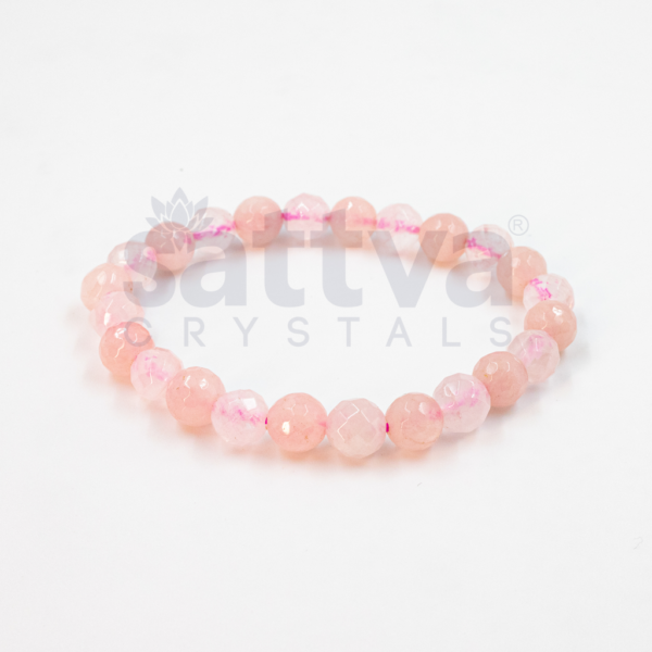 Rose Quartz (Natural+H) appx.-8mm D-Cut Bracelet
