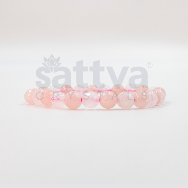 Rose Quartz (Natural+H) appx.-8mm D-Cut Bracelet - Image 2