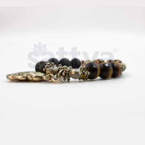 Tiger’s EYE(D-Cut)+ LAVA-Metal Deco Beads Buddha Bracelet